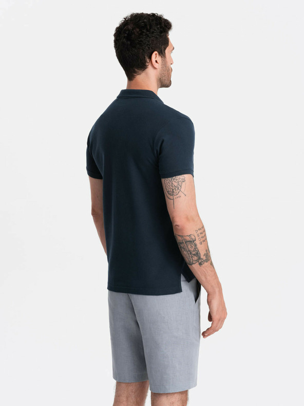 Ombre Clothing Tmavě modré pánské basic polo tričko Ombre Clothing