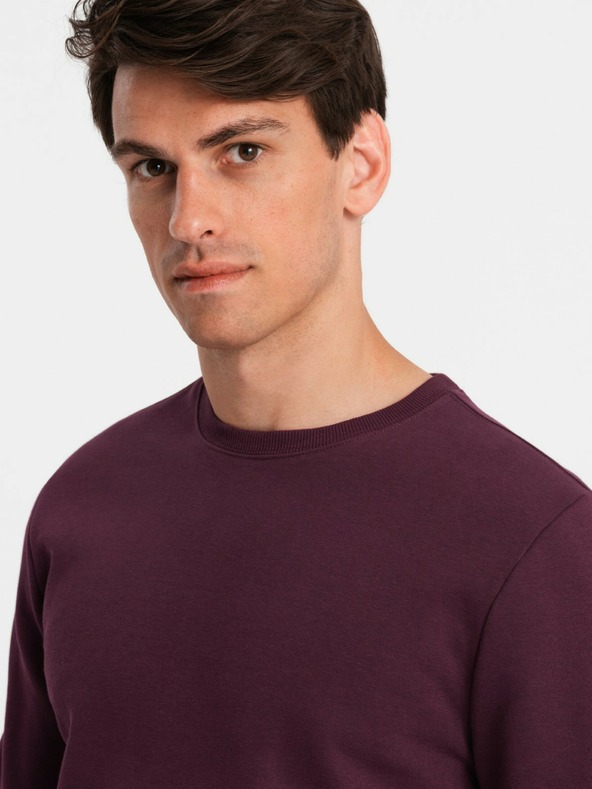 Ombre Clothing BASIC pánská bavlněná mikina BASIC bordó Ombre Clothing