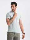 Ombre Clothing Světle šedé pánské basic polo tričko Ombre Clothing