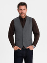Ombre Clothing Pánská šedá obleková vesta s klasickými detaily a podšívkou