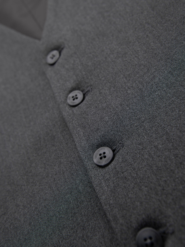 Ombre Clothing Pánská šedá obleková vesta s klasickými detaily a podšívkou