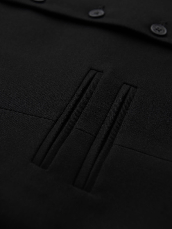 Ombre Clothing Pánská černá obleková vesta s klasickými detaily a podšívkou