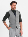 Ombre Clothing Elegantní pánská světle šedá vesta SLIM FIT