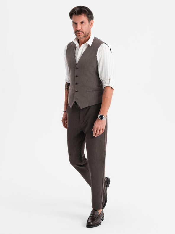 Ombre Clothing Pánská šedá elegantní vesta SLIM FIT