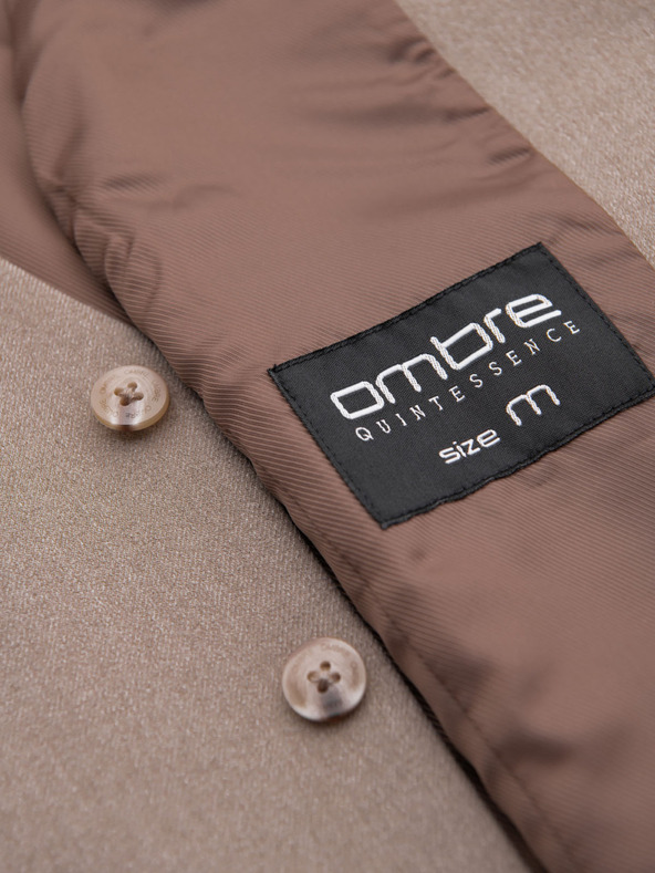 Ombre Clothing Pánská béžová obleková vesta s klasickými detaily a podšívkou