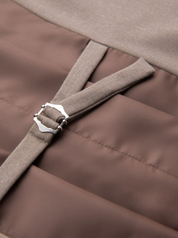 Ombre Clothing Pánská béžová obleková vesta s klasickými detaily a podšívkou