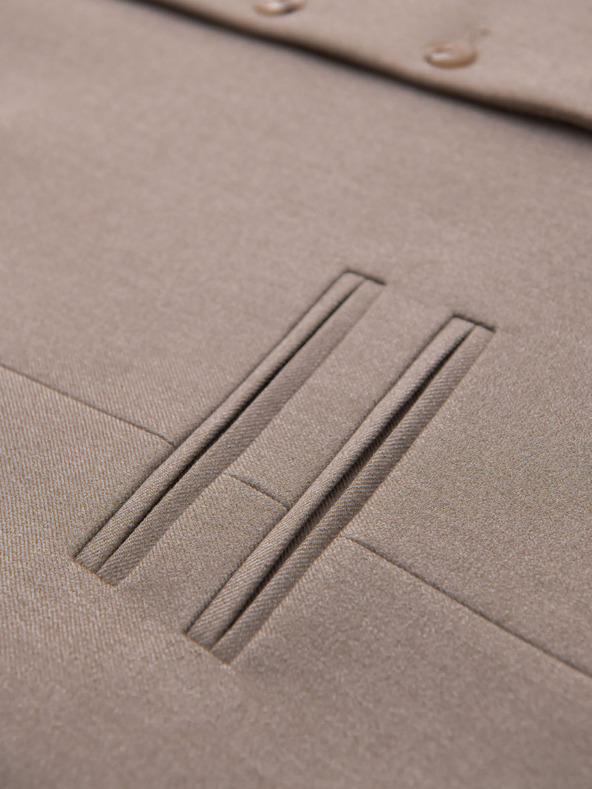 Ombre Clothing Pánská béžová obleková vesta s klasickými detaily a podšívkou