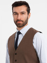 Ombre Clothing Pánská hnědá obleková vesta s klasickými detaily a podšívkou