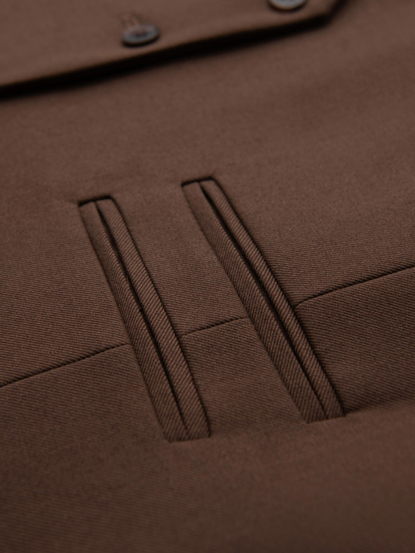 Ombre Clothing Pánská hnědá obleková vesta s klasickými detaily a podšívkou