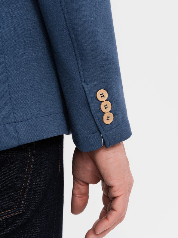 Ombre Clothing Pánské modré sako SLIM s jemnou texturou
