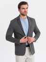 Ombre Clothing Pánské šedé sako SLIM z jemně strukturovaného úpletu