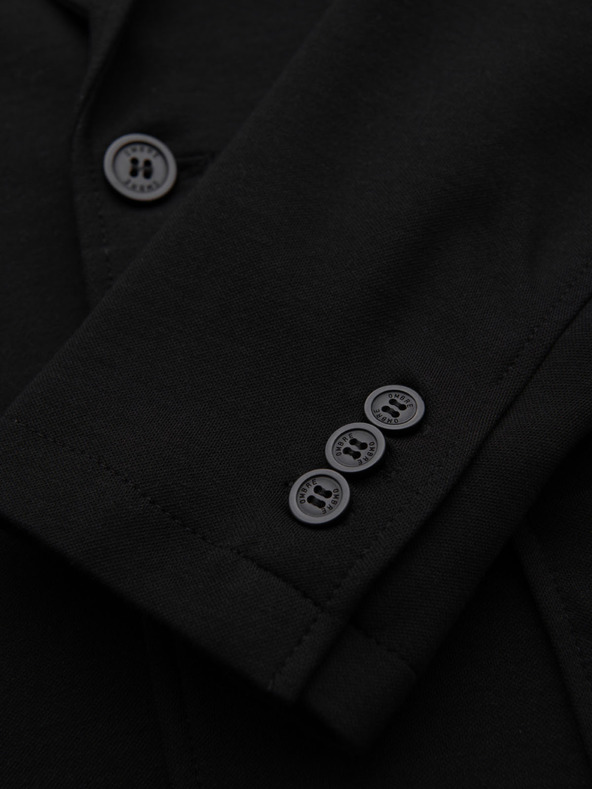 Ombre Clothing Pánské černé sako SLIM s jemnou texturou