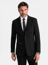 Ombre Clothing Pánské černé sako SLIM s jemnou texturou