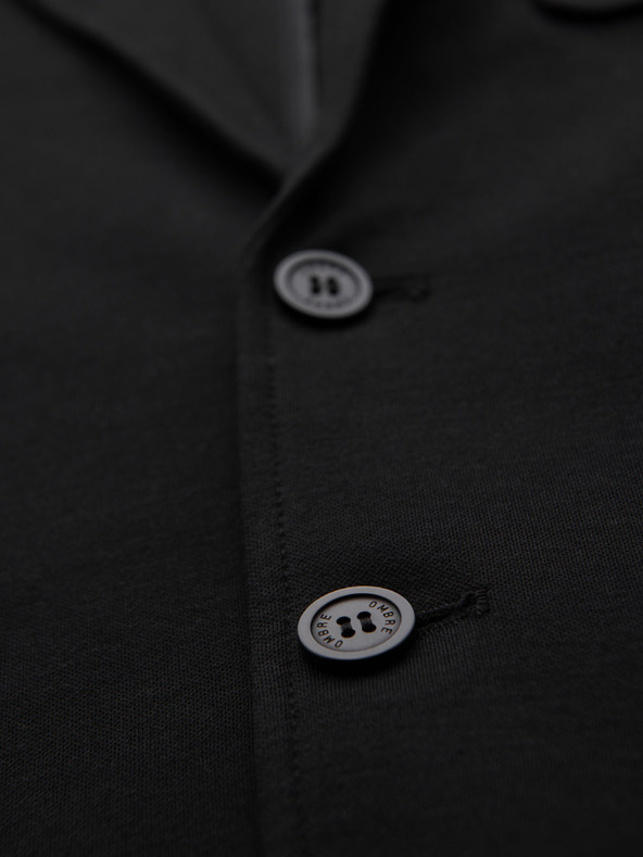 Ombre Clothing Pánské černé sako SLIM s jemnou texturou