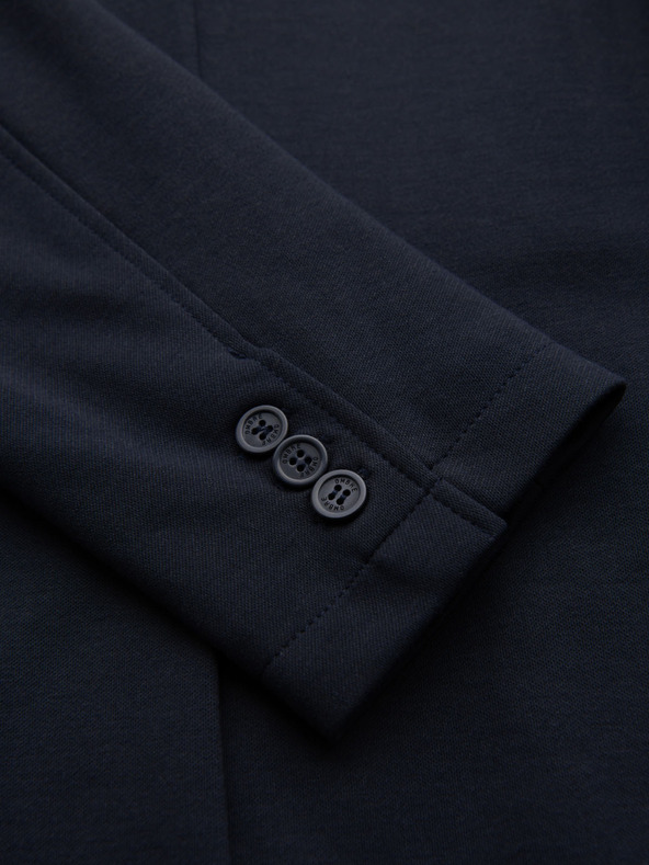 Ombre Clothing Pánské tmavě modré sako SLIM z jemně strukturovaného úpletu