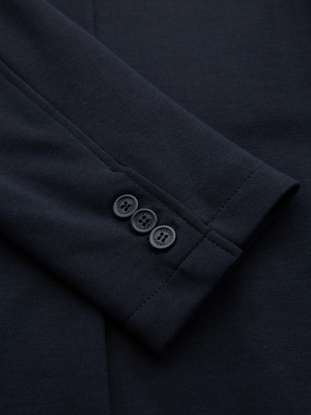 Ombre Clothing Pánské tmavě modré sako SLIM z jemně strukturovaného úpletu