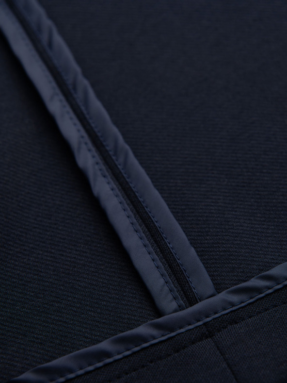 Ombre Clothing Pánské tmavě modré sako SLIM z jemně strukturovaného úpletu