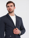 Ombre Clothing Pánské tmavě modré sako SLIM z jemně strukturovaného úpletu