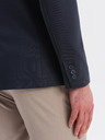 Ombre Clothing Pánské tmavě modré sako SLIM z jemně strukturovaného úpletu