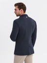 Ombre Clothing Pánské tmavě modré sako SLIM z jemně strukturovaného úpletu