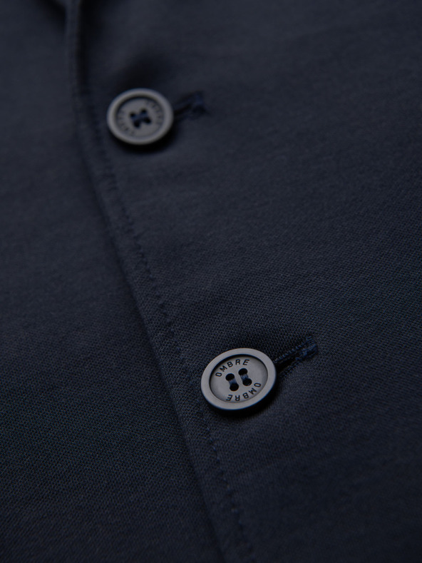 Ombre Clothing Pánské tmavě modré sako SLIM z jemně strukturovaného úpletu