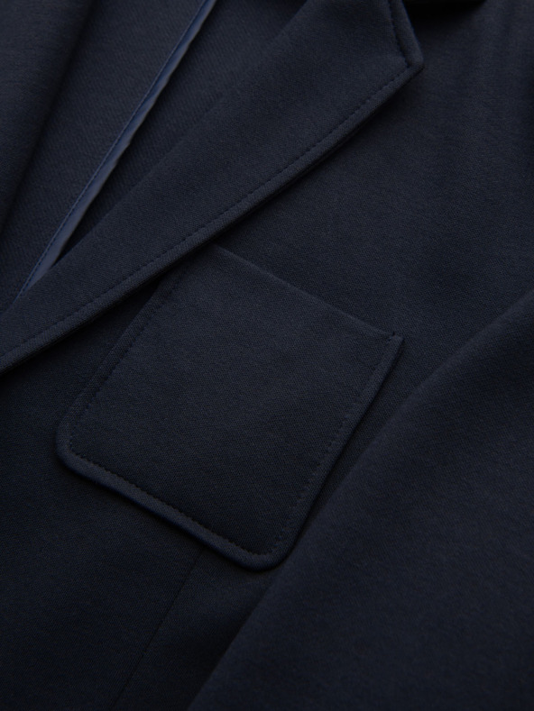 Ombre Clothing Pánské tmavě modré sako SLIM z jemně strukturovaného úpletu