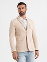 Ombre Clothing Pánské béžové sako SLIM z jemně strukturovaného úpletu