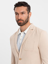 Ombre Clothing Pánské béžové sako SLIM z jemně strukturovaného úpletu