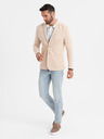 Ombre Clothing Pánské béžové sako SLIM z jemně strukturovaného úpletu