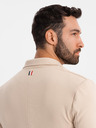 Ombre Clothing Pánské béžové sako SLIM z jemně strukturovaného úpletu