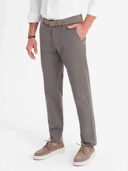 Ombre Clothing Pánské chino kalhoty REGULAR FIT s jemnou strukturou - šedé