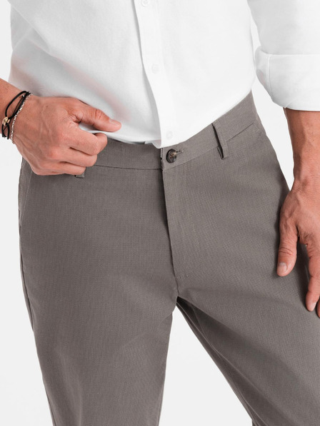 Ombre Clothing Pánské chino kalhoty REGULAR FIT s jemnou strukturou - šedé