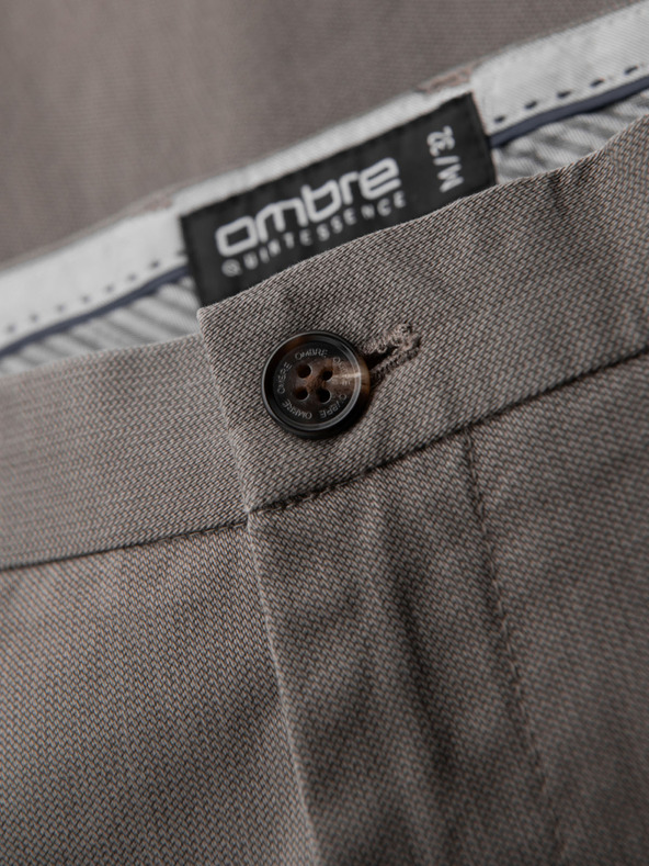 Ombre Clothing Pánské chino kalhoty REGULAR FIT s jemnou strukturou - šedé