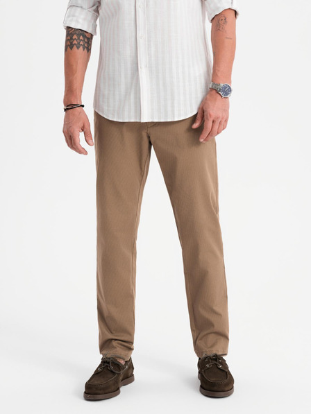 Ombre Clothing Pánské chino kalhoty REGULAR FIT s jemnou strukturou - tmavě béžové