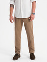 Ombre Clothing Pánské chino kalhoty REGULAR FIT s jemnou strukturou - tmavě béžové