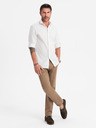 Ombre Clothing Pánské chino kalhoty REGULAR FIT s jemnou strukturou - tmavě béžové