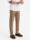 Ombre Clothing Pánské chino kalhoty REGULAR FIT s jemnou strukturou - tmavě béžové