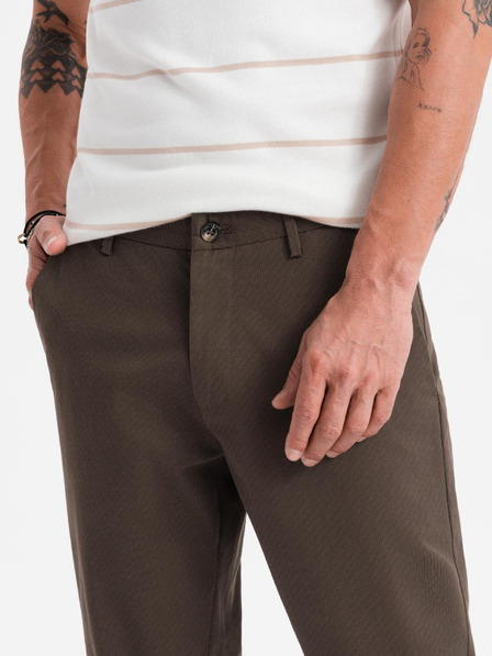 Ombre Clothing Pánské chino kalhoty REGULAR FIT s jemnou strukturou - hnědé