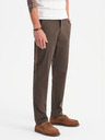 Ombre Clothing Pánské chino kalhoty REGULAR FIT s jemnou strukturou - hnědé