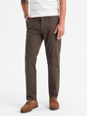 Ombre Clothing Pánské chino kalhoty REGULAR FIT s jemnou strukturou - hnědé