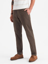 Ombre Clothing Pánské chino kalhoty REGULAR FIT s jemnou strukturou - hnědé