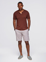 Ombre Clothing Pánské polo triko bez knoflíků s klasickou vazbou - tmavě hnědá