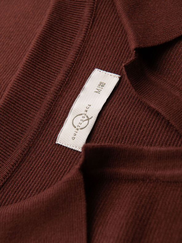 Ombre Clothing Pánské polo triko bez knoflíků s klasickou vazbou - tmavě hnědá