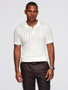 Ombre Clothing Pánské polo triko se zipem u výstřihu - bílé