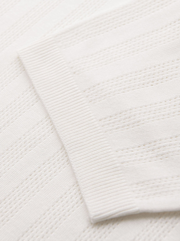 Ombre Clothing Pánské polo triko se zipem u výstřihu - bílé