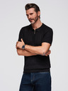 Ombre Clothing Pánské polo triko se zipem u výstřihu - černá
