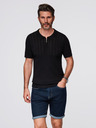 Ombre Clothing Pánské polo triko se zipem u výstřihu - černá