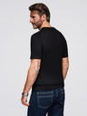 Ombre Clothing Pánské polo triko se zipem u výstřihu - černá