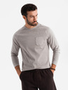 Ombre Clothing Pánské šedé bavlněné tričko s dlouhým rukávem