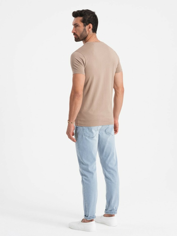 Ombre Clothing Šedá pánské bavlněné basic tričko s výstřihem Ombre Clothing